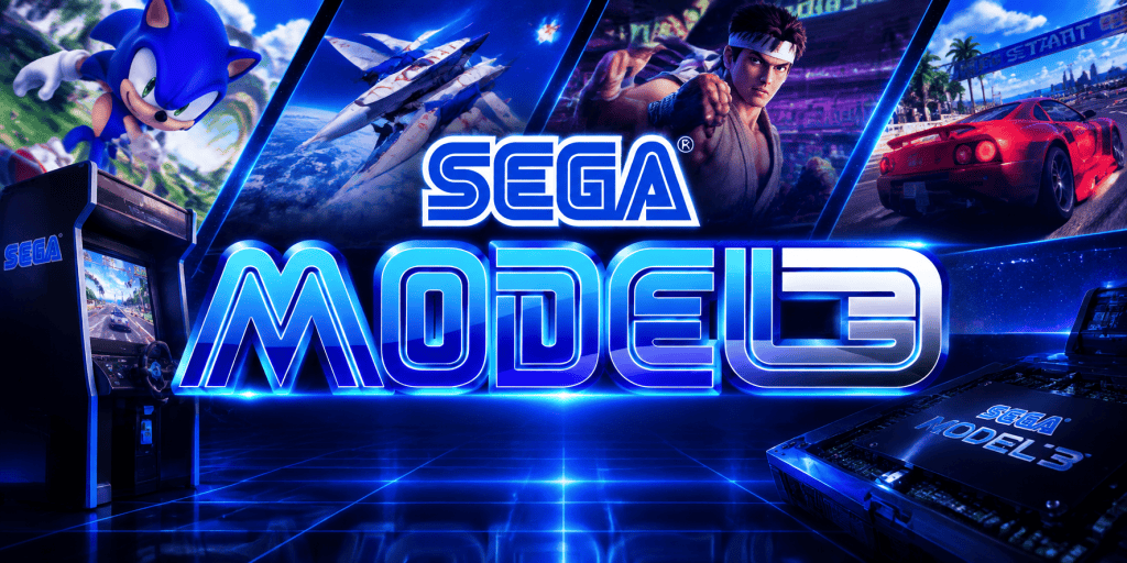SEGA MODEL 3游戏模型展示，包含经典游戏元素和赛车场景.