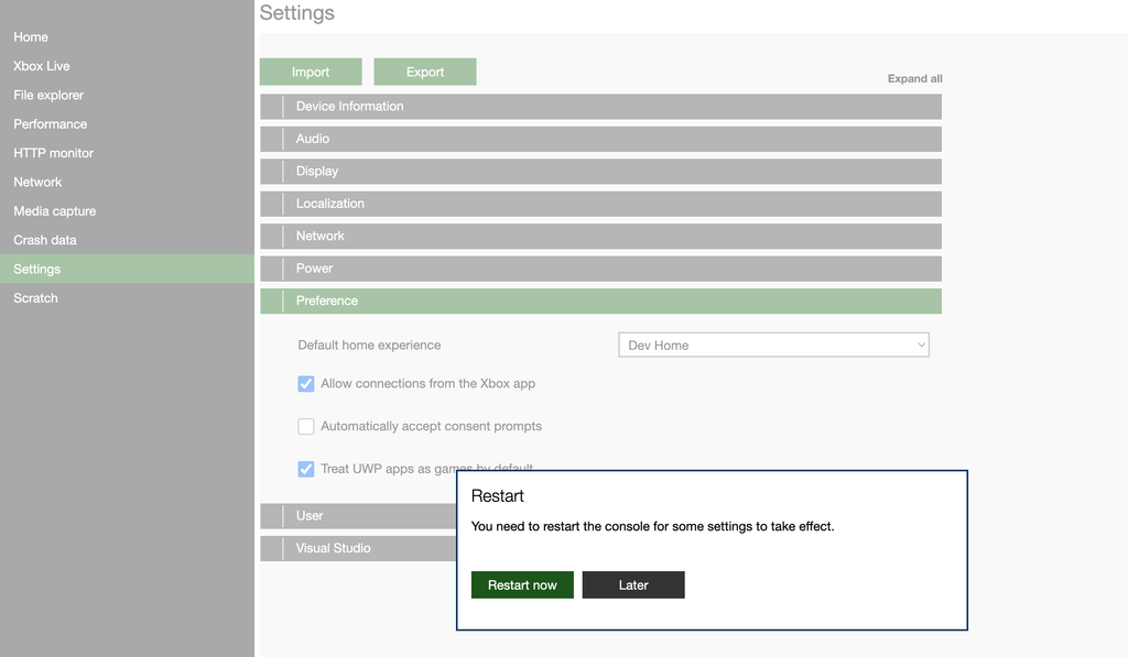 Xbox Device Portal 勾选 UWP 应用视为游戏